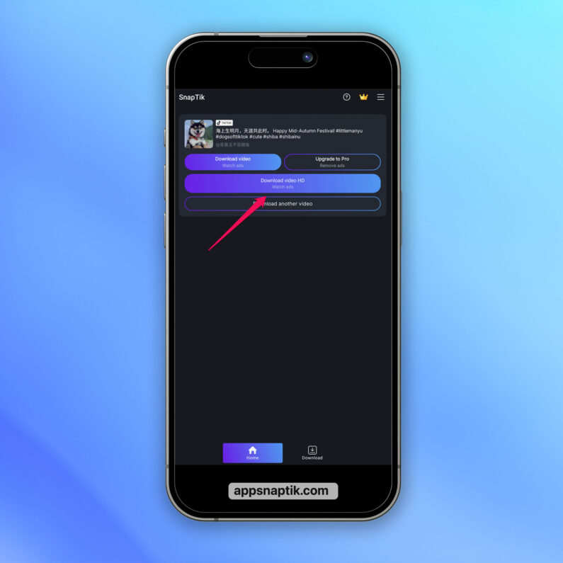 Download TikTok videos without Watermark using the SnapTik app